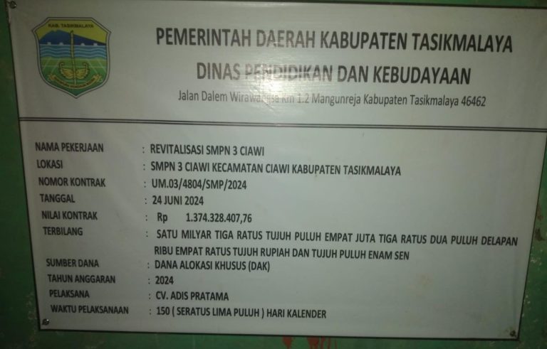 Rekanan Curang, Garap Proyek Revitalisasi SMPN 3 Ciawi Diduga Asal Jadi, Disdik Sakit Mata?