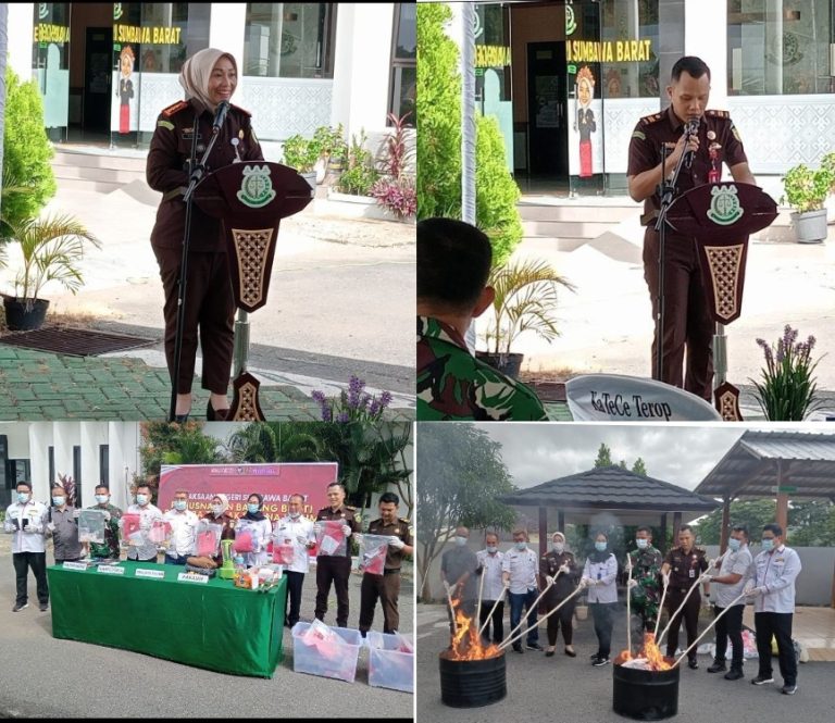 Kejari Sumbawa Barat Pimpin Pemusnahan Barang Bukti Perkara Tindak Pidana Umum Yang Telah Berkekuatan Hukum Tetap