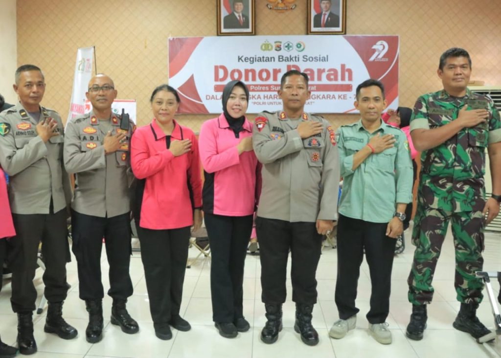 Semangat Peringati Hari Bhayangkara ke -79 Polres Sumbawa Barat Gelar Donor Darah
