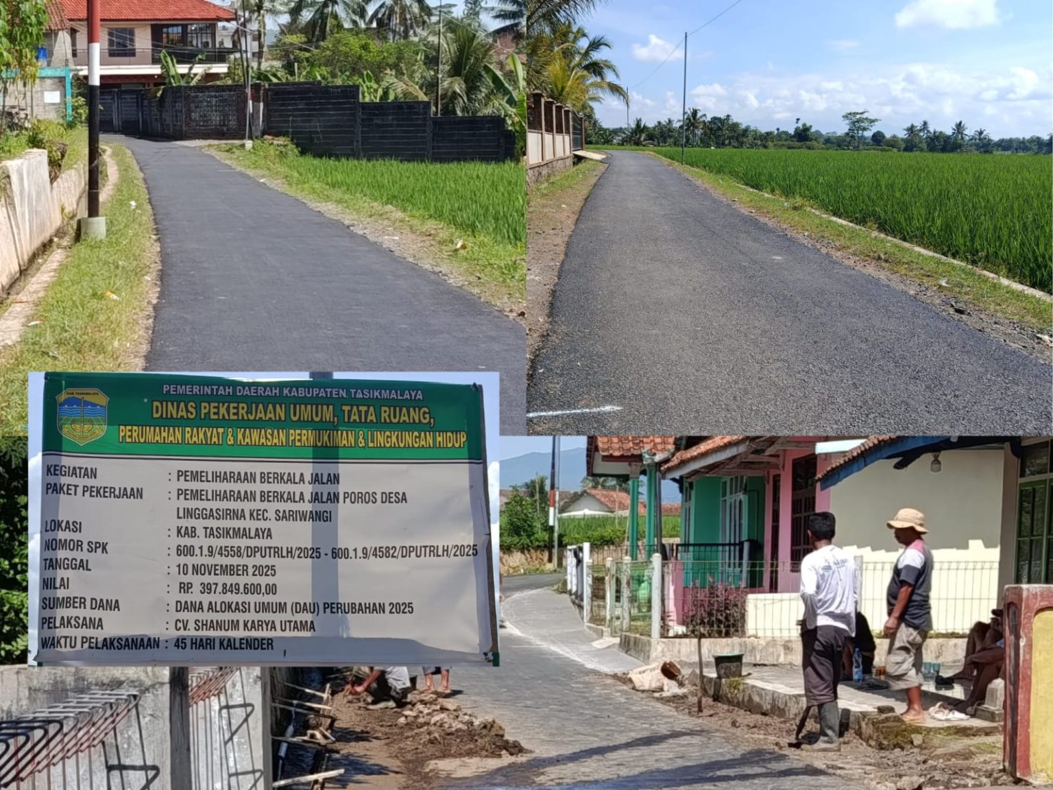 CV Shanum Karya Utama Sukses Garap 600 Meter Jalan Poros Desa Linggasirna, Kualitas Pekerjaan Tuai Apresiasi Warga