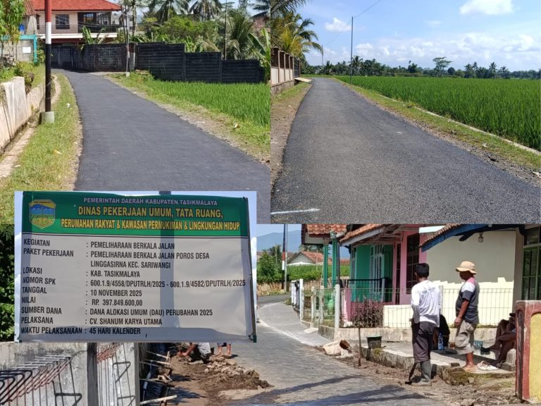 CV Shanum Karya Utama Sukses Garap 600 Meter Jalan Poros Desa Linggasirna, Kualitas Pekerjaan Tuai Apresiasi Warga